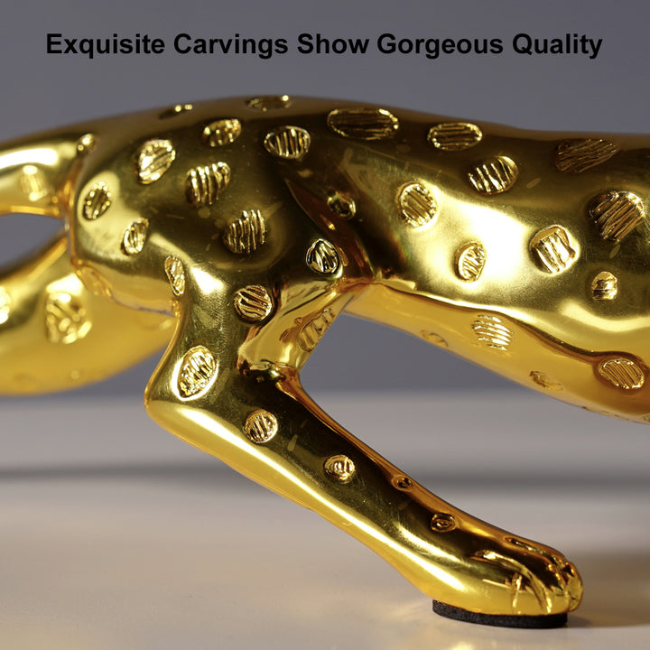 430mm Gold Leopard Sculpture Panther Statue Resin Ornament Decor Art Living Room Bedroom