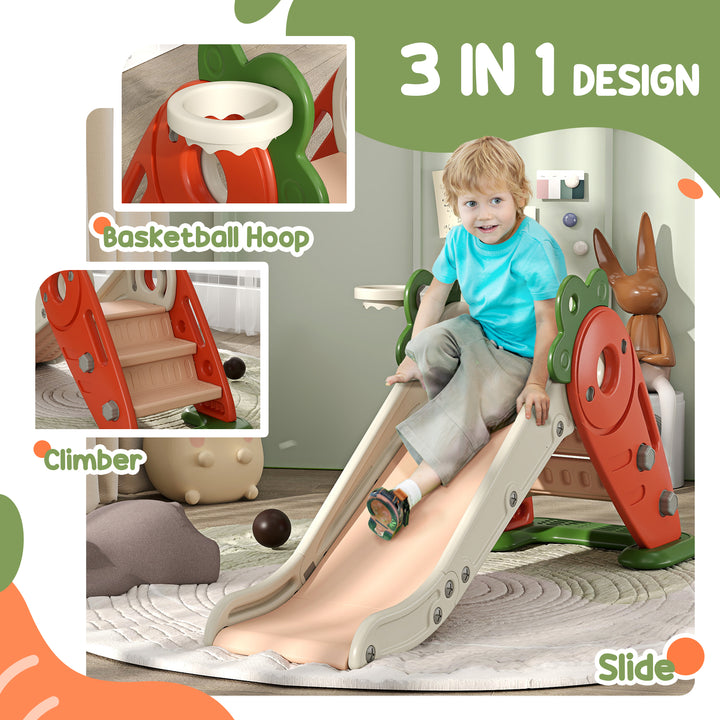 3 in 1 Foldable Toddler Slide with Basketball Hoop