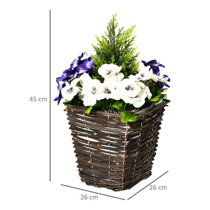 Set of 2 Artificial Plant Phalaenopsis Decorative Plant with Straw Plaiting Pot