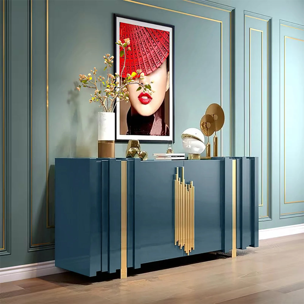 Aurea 1600mm Light Luxury Sideboard Green Rectangular Buffet 2 Doors 2 Shelves in Gold