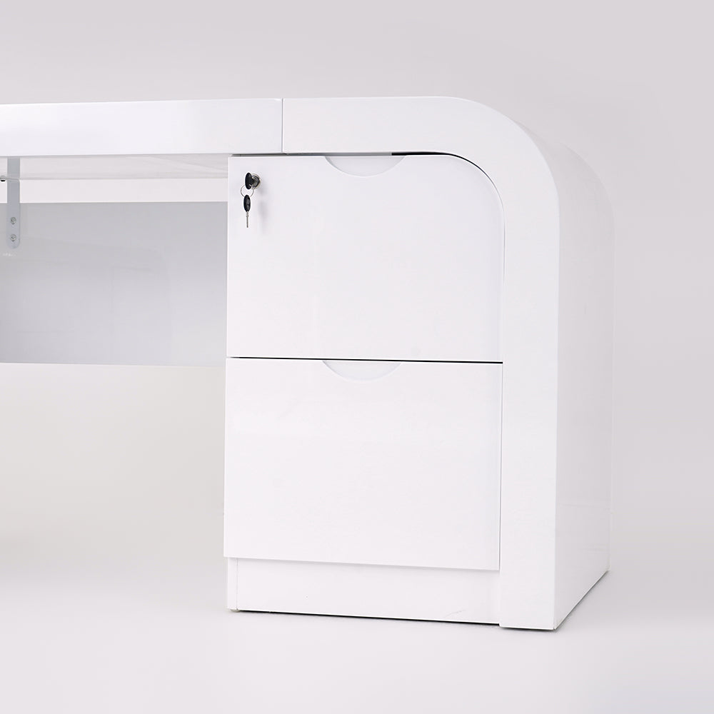 Chicent White L-shaped Modern Computer Desk with Cabinet & Ample Storage Left Hand Office Furniture (1800mm)