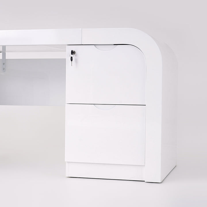 Chicent White L-shaped Modern Computer Desk with Cabinet & Ample Storage Left Hand Office Furniture (1800mm)