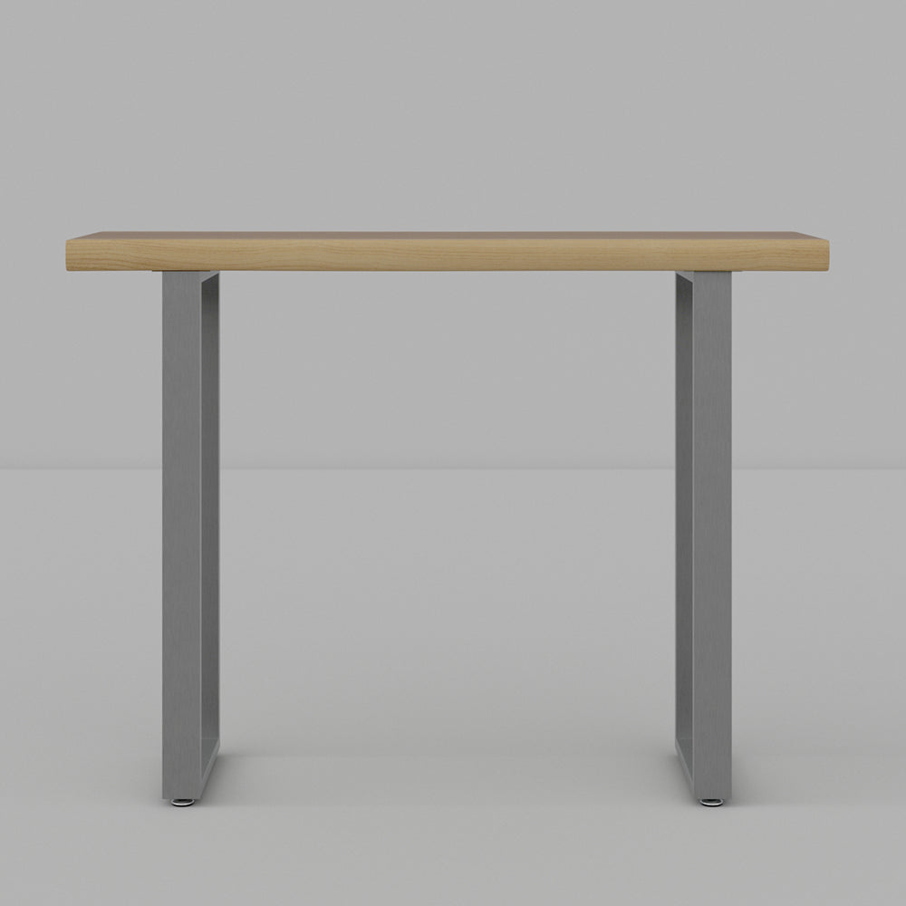 1000mm Modern Natural & Silver Console Table with Pine Wood Tabletop & Stainless Steel Base