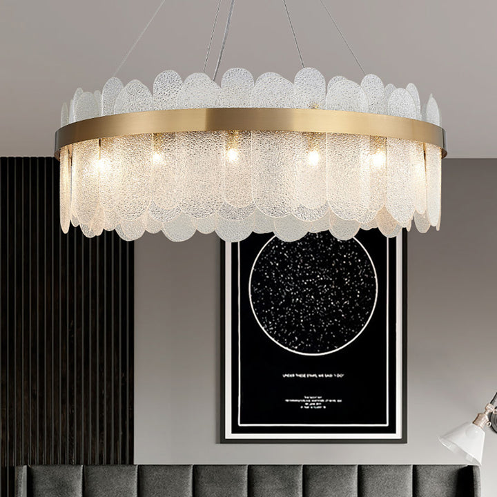 Modern Round 10-Light Tiered Clear Glass Chandelier