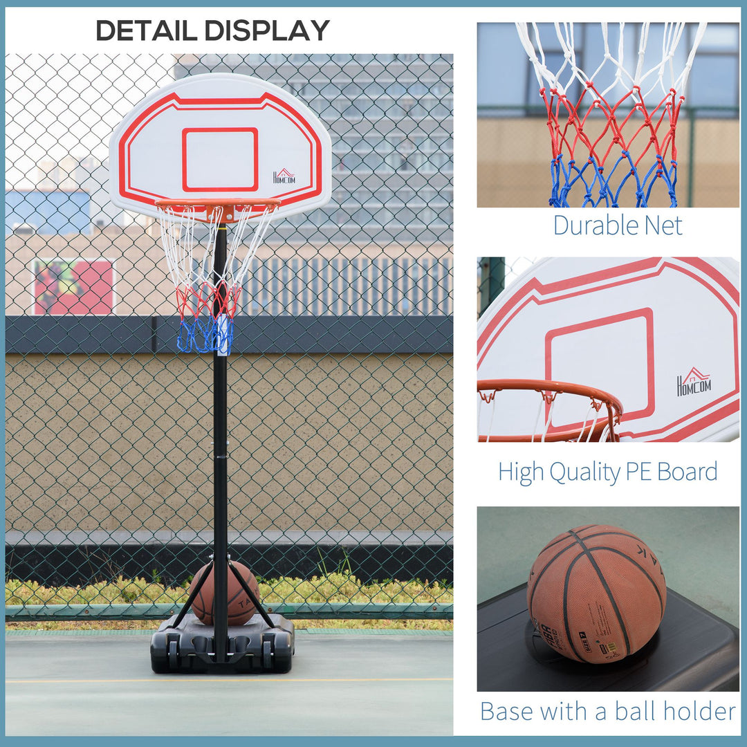 Outdoor Basketball Hoop Stand Portable Sturdy Rim Adjustable Height from 258-314 cm w/ Wheels