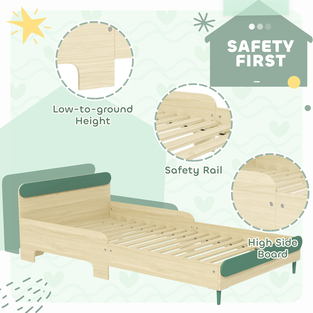 Toddler Bed with Safety Rail for Ages 3-10 Years