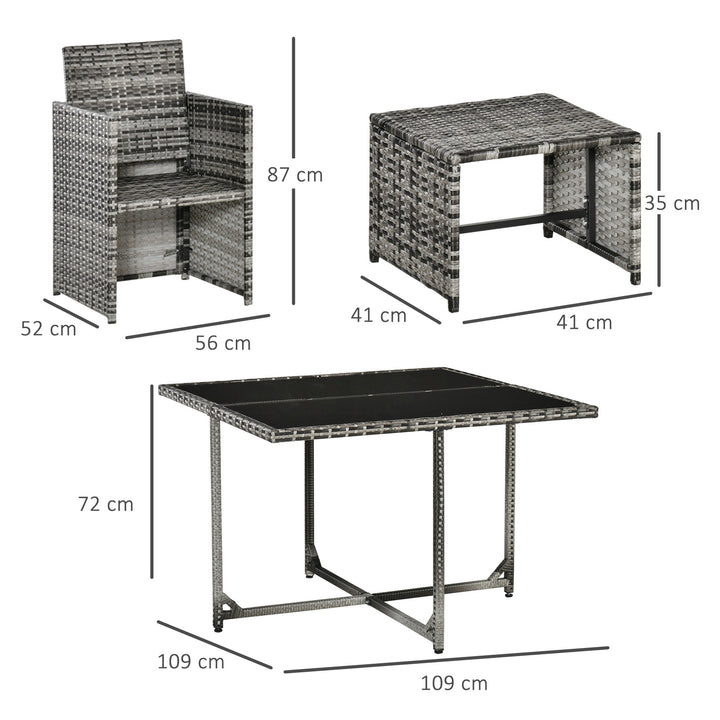 9PC Rattan Garden Furniture Outdoor Patio Dining Table Set Weave Wicker 8 Seater Stool Mixed Grey