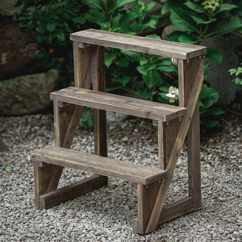 Wooden 3-Tier Plant Pots Stand Ladder Shelf for Outdoor