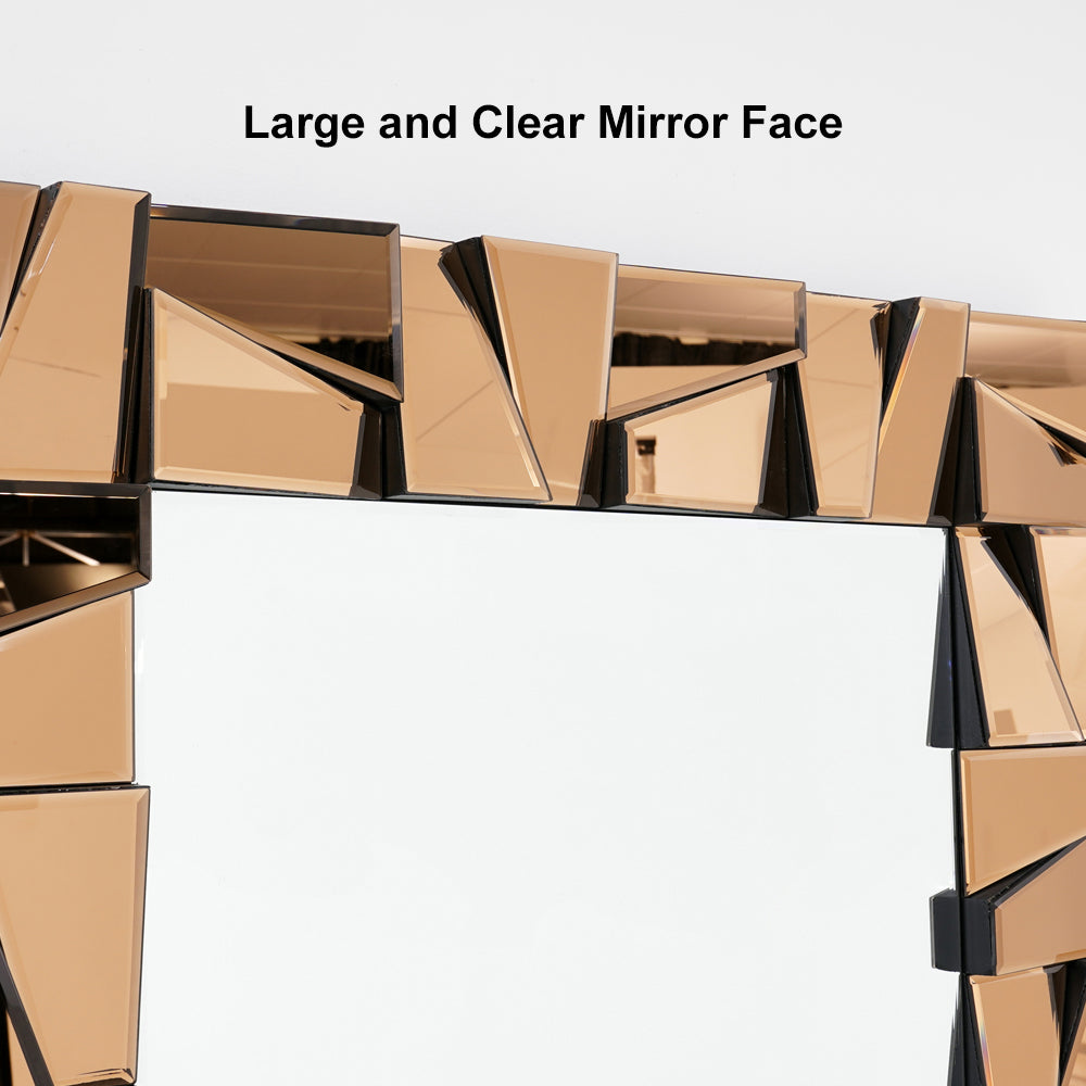 800mm x 1600mm Oversized Glam Rectangle Full Length Floor Mirror with Amber Glass Frame