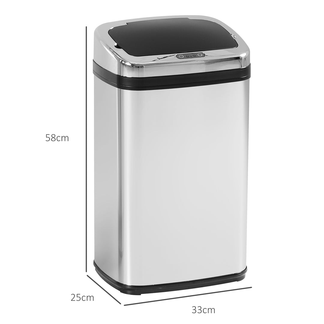 30L Stainless Steel Motion Sensor Lid Bin - Silver Tone