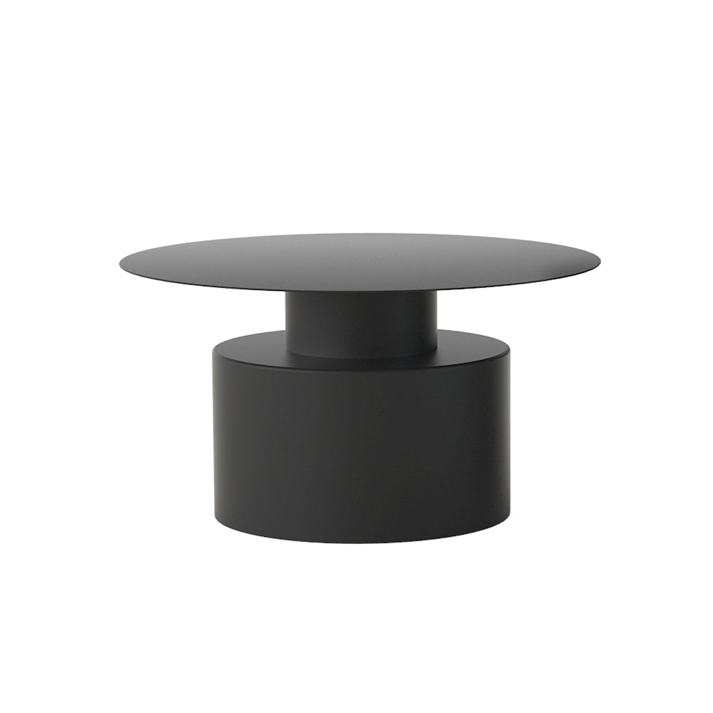 Black Round Coffee Table Metal Accent Table Set of 2