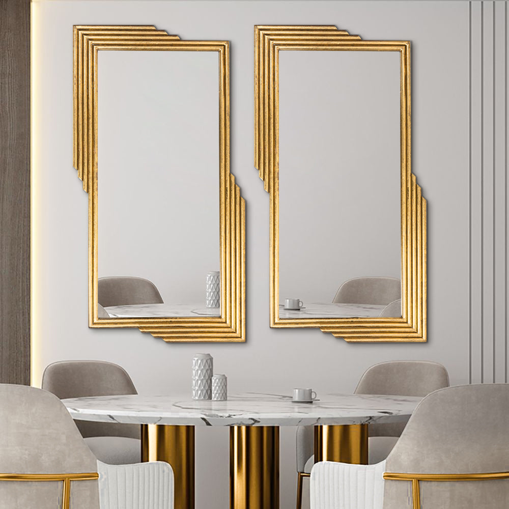 Modern Gold Metal Geometric Wall Decorative Mirror Entrance Rectangular Dressing Mirror