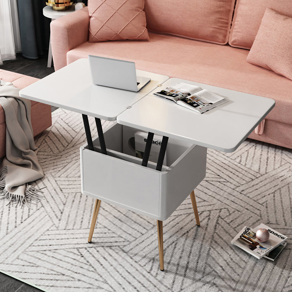 Modern Multi-functional Coffee Table Extendable with Storage & Lift Top in White