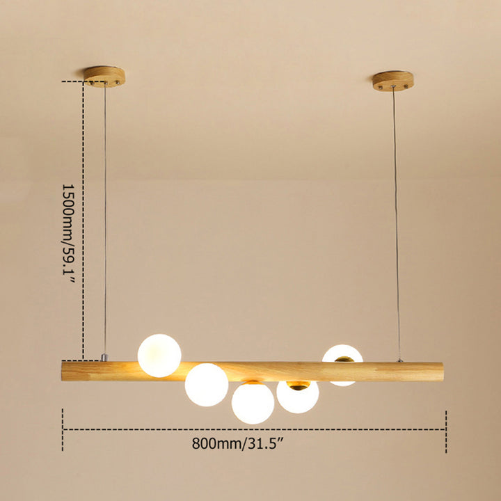 Linearc Modern Linear Pendant Light Glass Globe 5-Light Kitchen Island Light