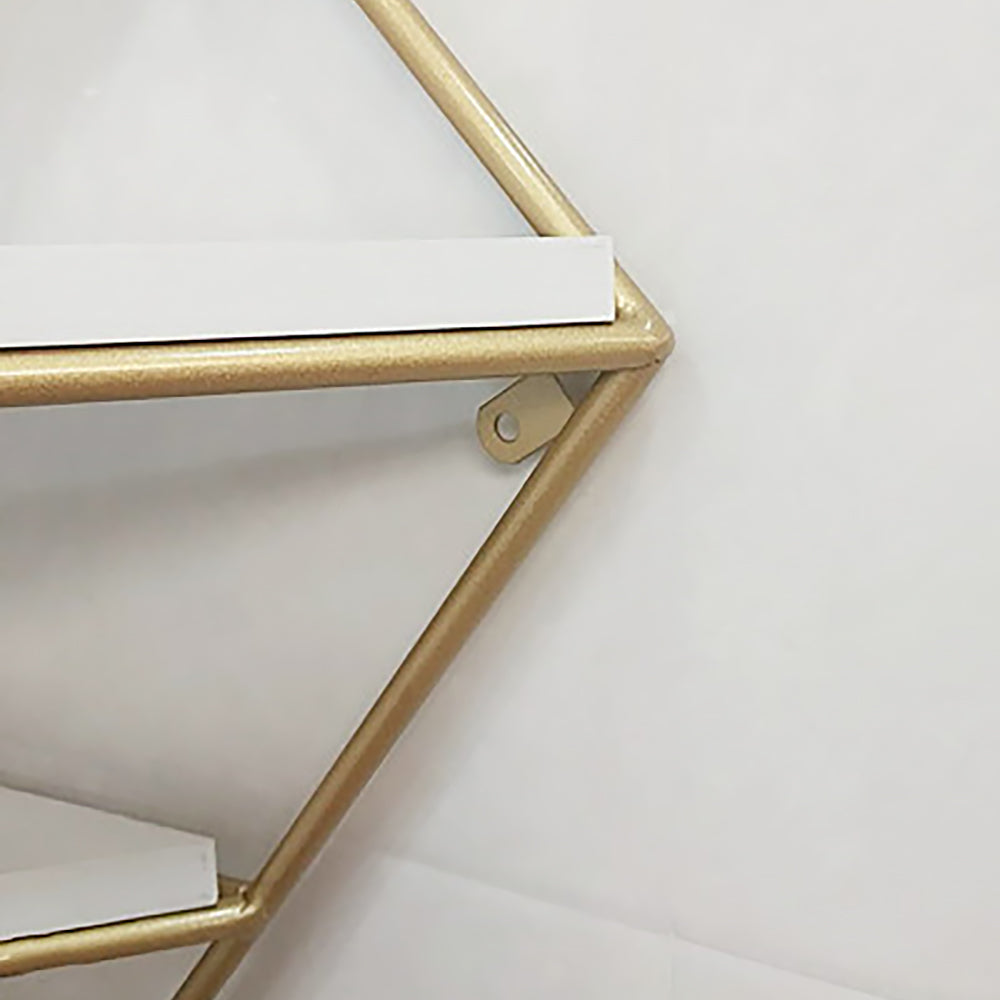 Modern Corner Wall Shelves Triangle Floating Shelves in Gold & White