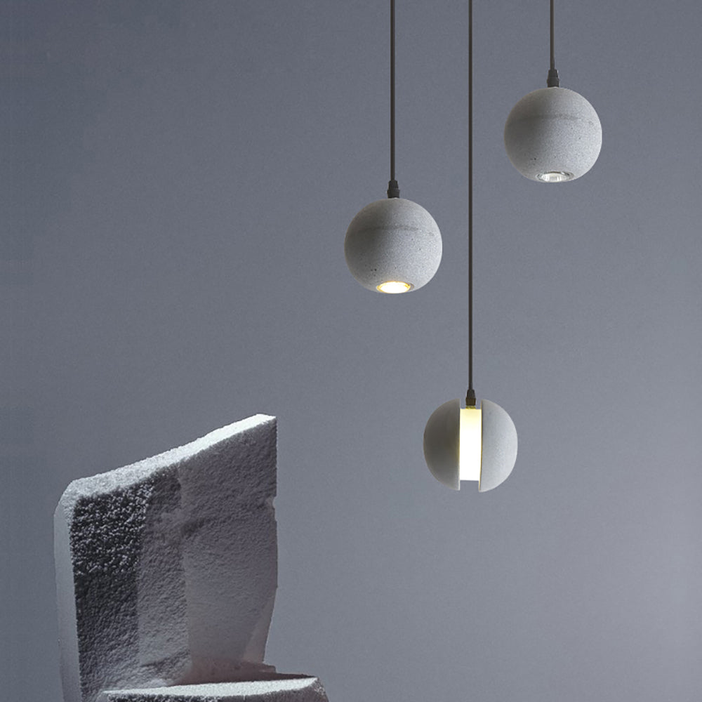 Moon Cement Pendant Light Grey Hanging Light set of 6