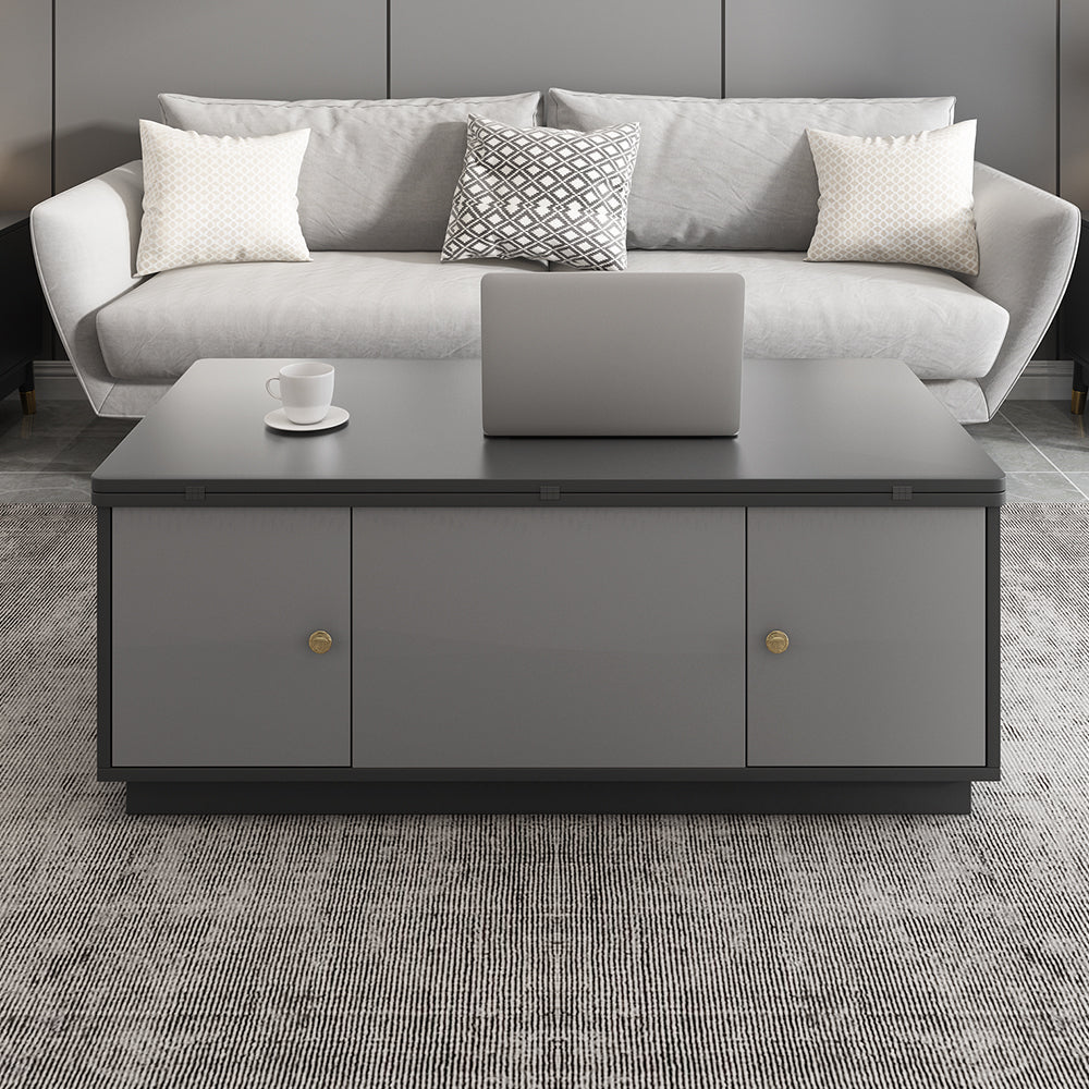 Modern Grey Multifunctional Rectanglular Lift-top Coffee Table with Storage