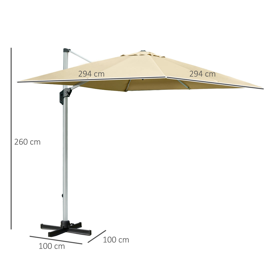 3 x 3(m) Cantilever Roma Parasol with Aluminum Frame Crank & Tilt