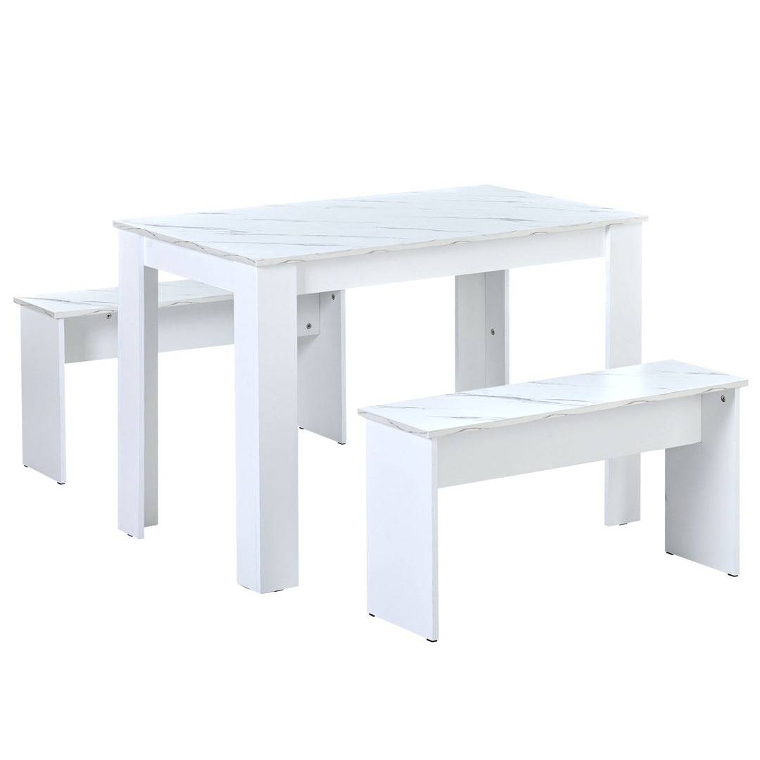 4-Seater Dining Set with Marble Top, Compact Design, White https://www.awin1.com/pclick.php?p=38826321848&a=1765756&m=17151 Aosom Default Title