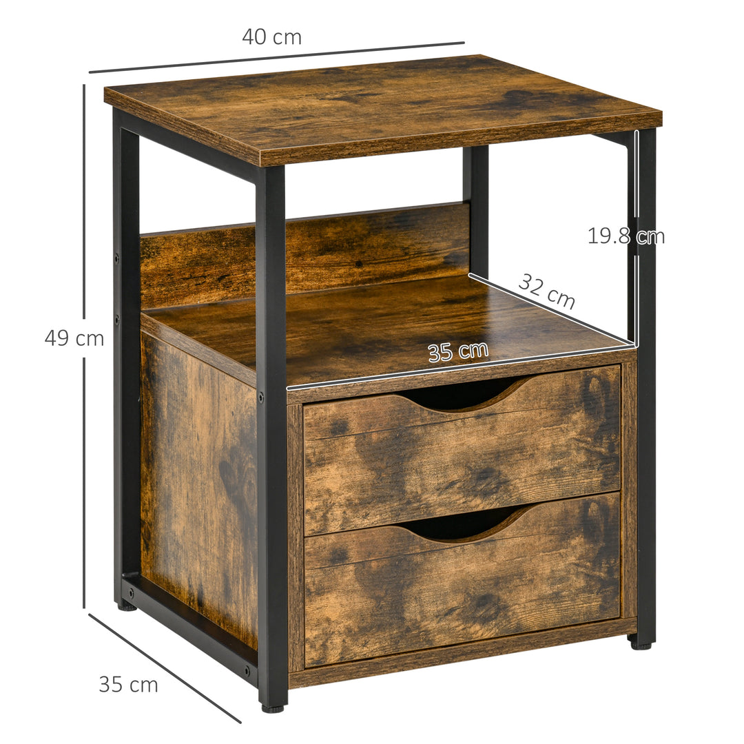 HOMCOM Industrial Side Table with Storage Drawer and Shelf