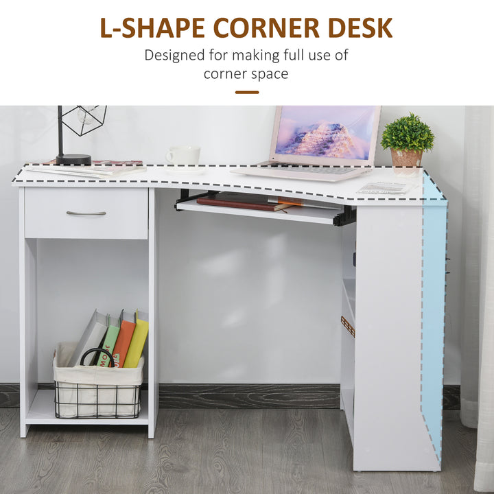 HOMCOM L-Shaped Desk with 2 Shelves