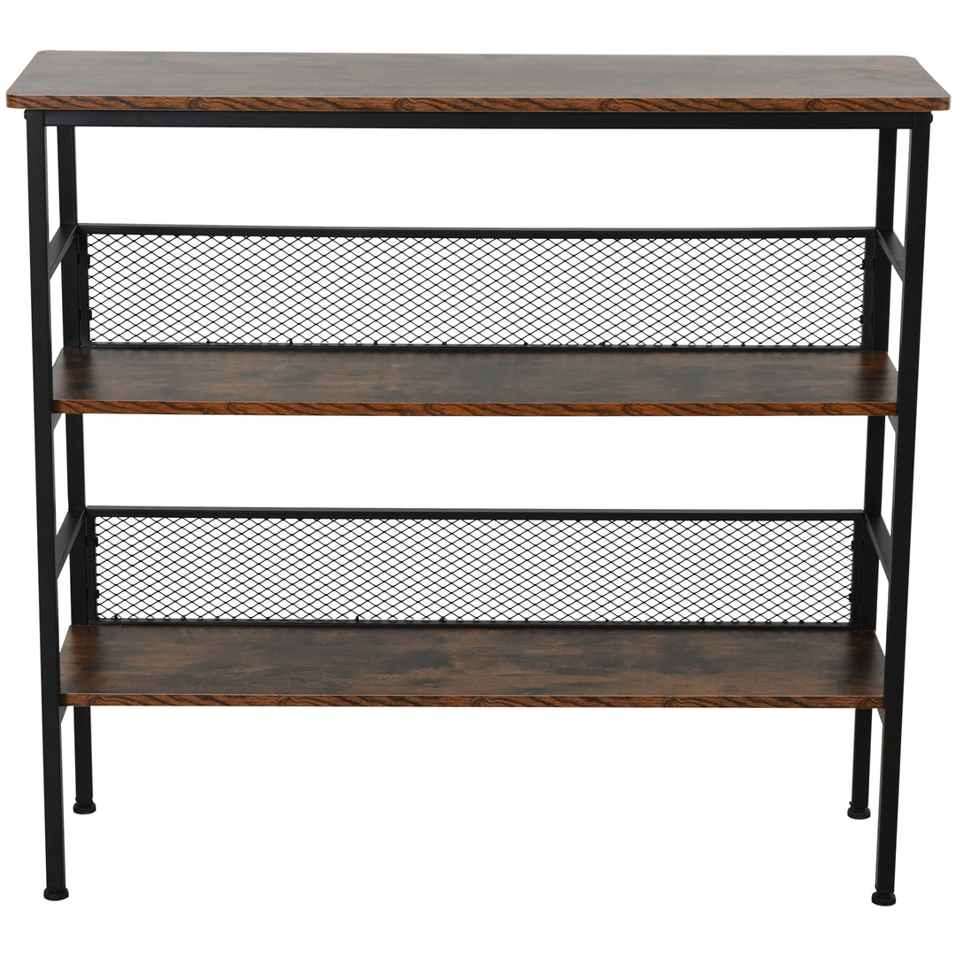 Corner Chic: 3-Tier Adjustable Shelf Unit with Back Panels