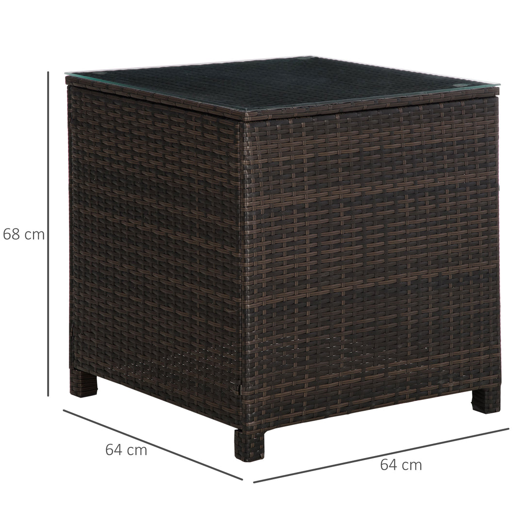 Rattan Garden Side Table: Weather-Resistant Frame with Tempered Glass Top