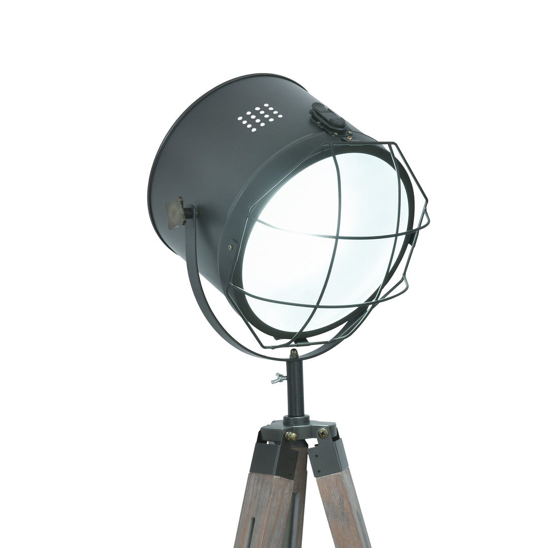 Tripod Floor Lamp: Industrial Vintage Spotlight with Wooden Legs for Living Room & Bedroom