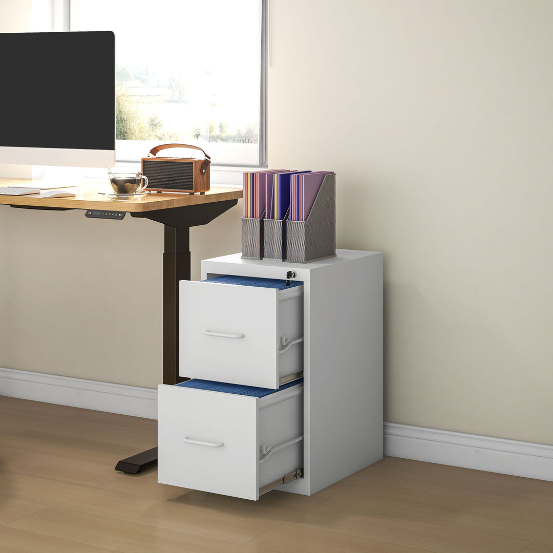 Two-Drawer Modern Steel Filing Cabinet with Central-Locking Mechanism