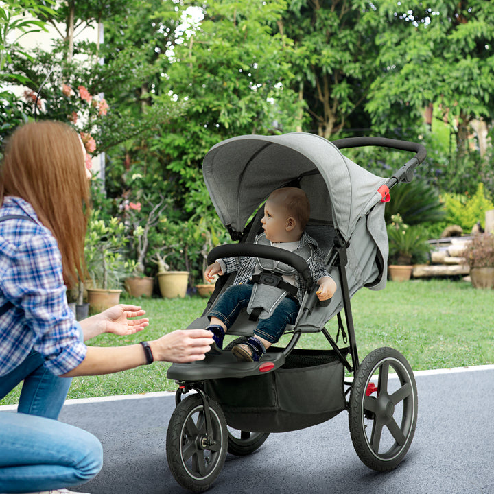 Foldable Three-Wheeler Baby Stroller w/ Canopy