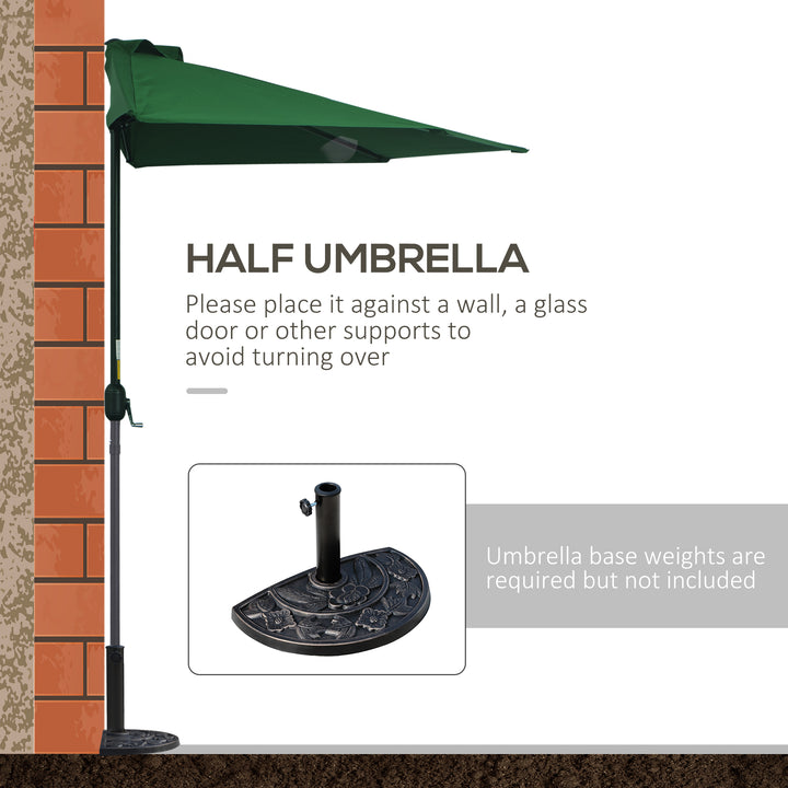 Waterproof 3(m) Half Parasol Semi Round Umbrella Patio Metal Frame Crank Handle for Balcony-- NO BASE INCLUDED