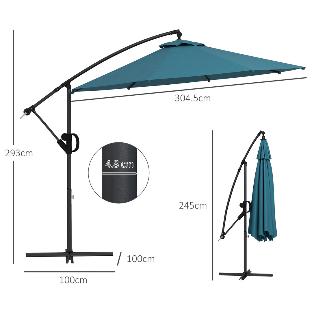 Waterproof Cantilever Parasol 3(m) with Cross Base