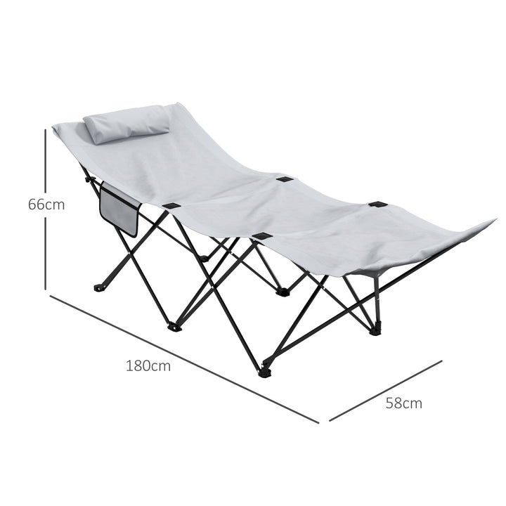 Portable Sun Lounger: Foldable Outdoor Sunbed with Side Pocket & Headrest