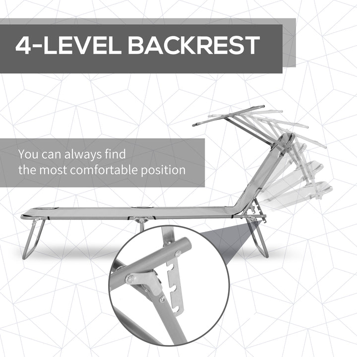 Folding Recliner Chair with Adjustable Back and Sun Shade