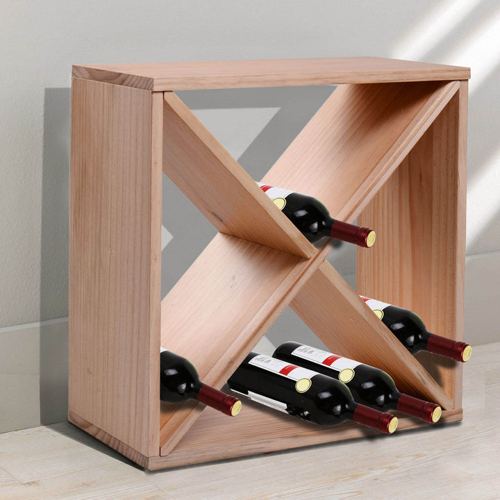 Wooden Wine Rack for 24 Bottle Square Tabletop Storage Holder Stand