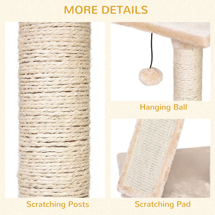 Interactive 3-Tier Cat Scratching Post: Sisal Rope and Dangle Toy for Play