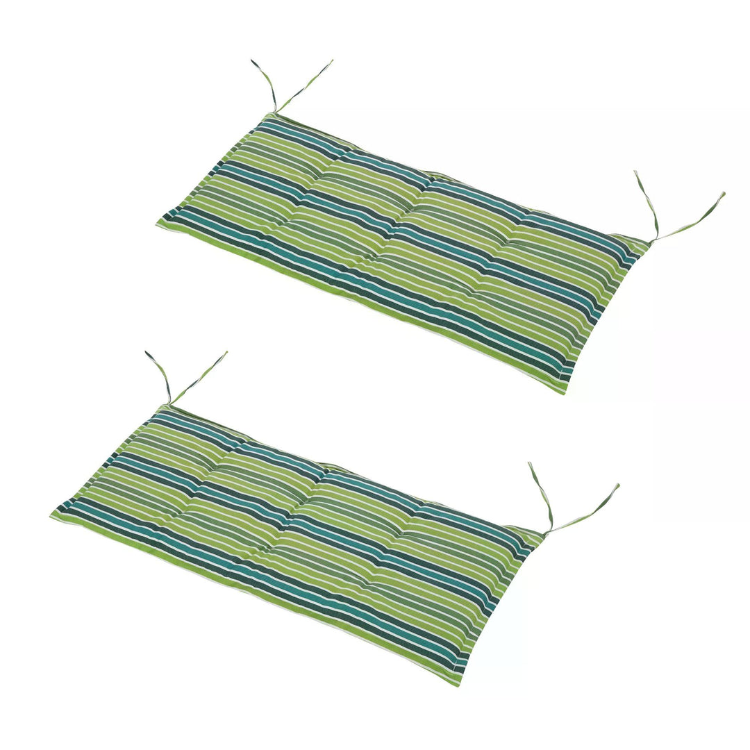 Rattan Seating Ensemble: Striped Polyester Cushions for Alfresco Lounging