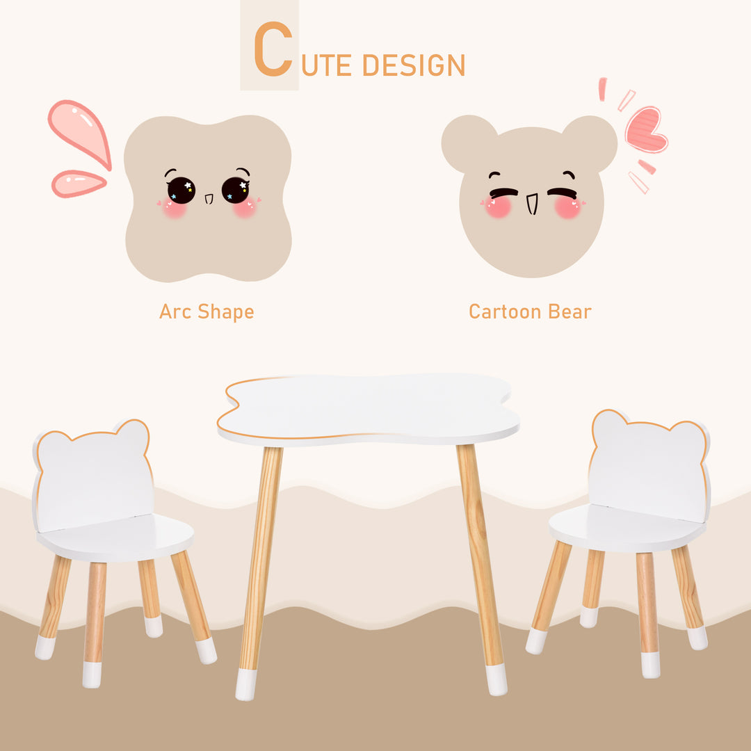 3 Piece Kids Table and Chair Set with 2 Bear-shaped Chairs