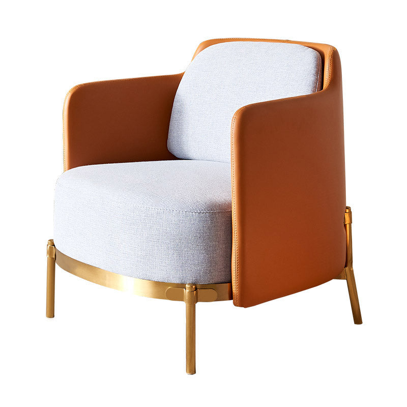 Orange & Gray Modern Accent Chair with Linen Upholstery for Living Room