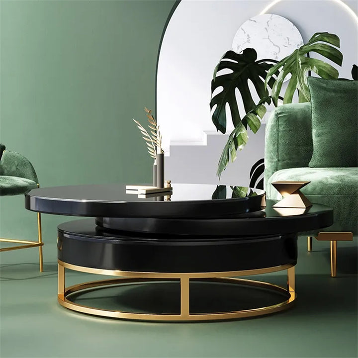 800mm Modern Round Wood Swivel Coffee Table