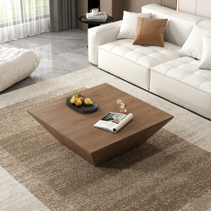 Modern Wood Walnut Coffee Table with Storage Square Coffee Table with 1-Drawer