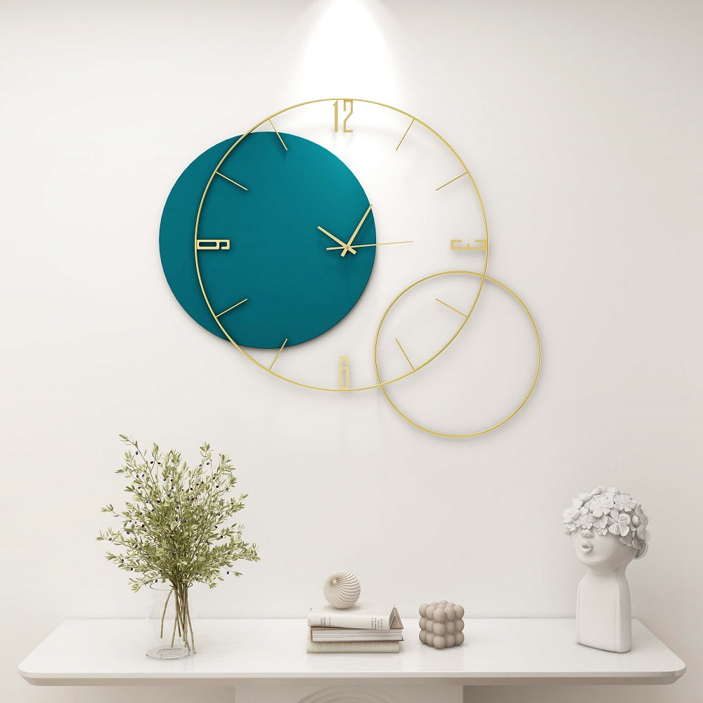 Modern Round Oversized Wall Clock Home Decor Art in Green