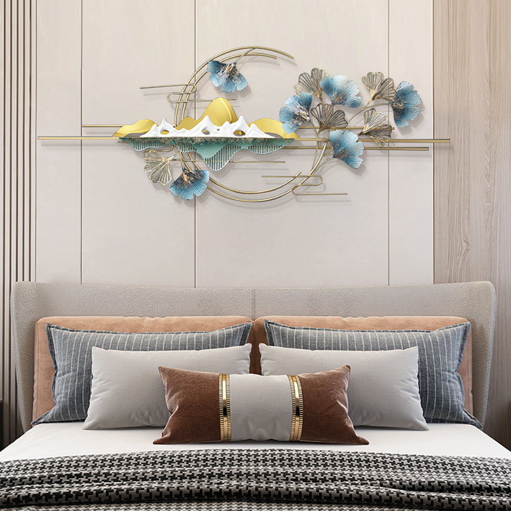 Modern Natural Landscape Metal Wall Decor Multi-colour Creative Ginkgo Leaves Home Art