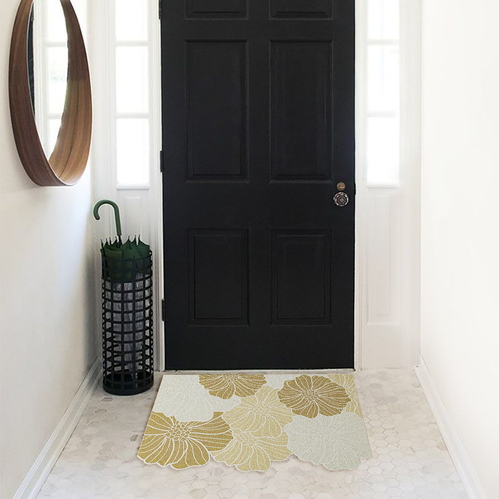 Morden Brown Flowers Novelty Mat Non-slip Entryway Rug 600MM X 900MM