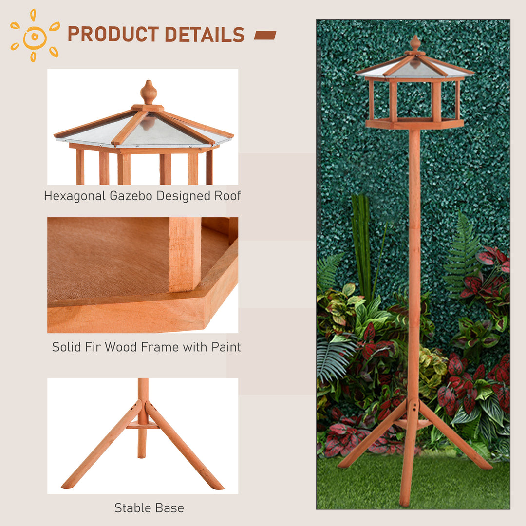 Portable Wooden Bird Feeder Station with Stand for Outdoor Use