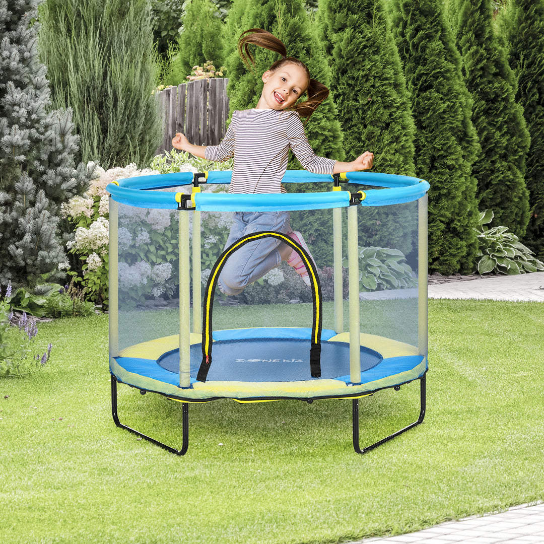 140 cm Kids Trampoline Indoor Bouncer Jumper with Security Enclosure Net