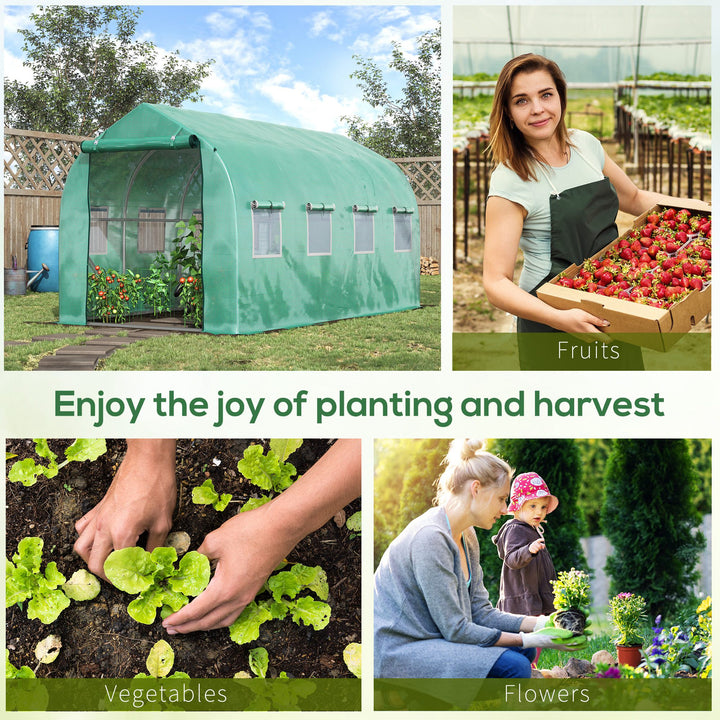 Galvanised Frame Polytunnel Greenhouse with Windows and Door for Garden