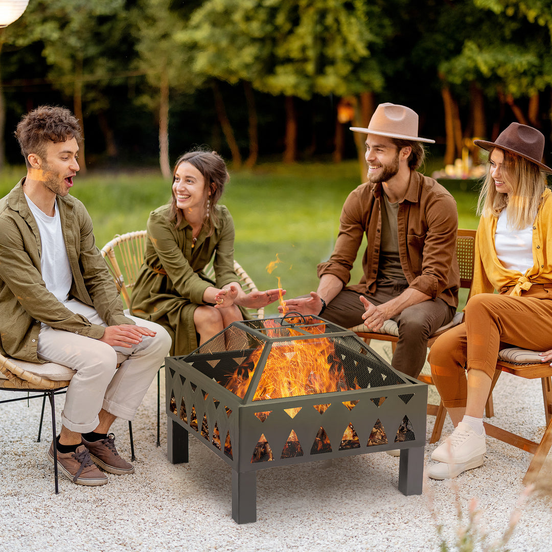 Fire Bowl: Backyard Blaze with Mesh Screen