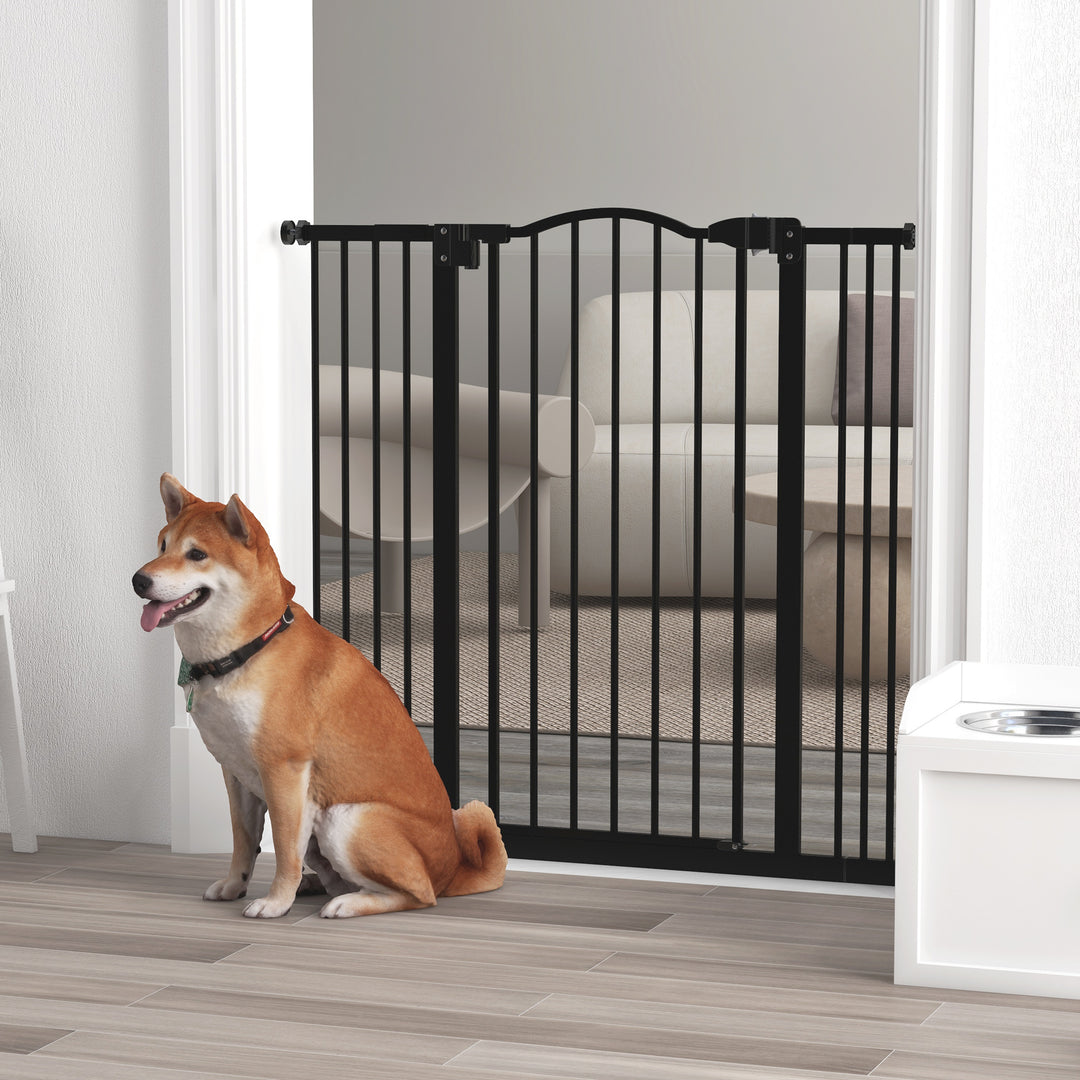 Dog Gate Baby Gates for Dogs Pet Gate with Metal Adjustable Frame & Double Locking System