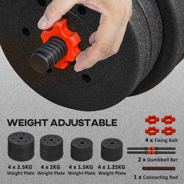 30kg 2 IN 1 Adjustable Dumbbells Weight Set